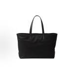 PRADA Enamel triangular metal logo Tote bag, shopping bag, handbag, large size for women, black